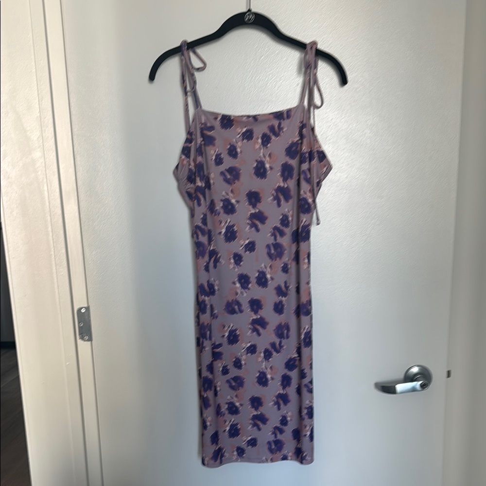 Floral Print Dress with Purple Accents